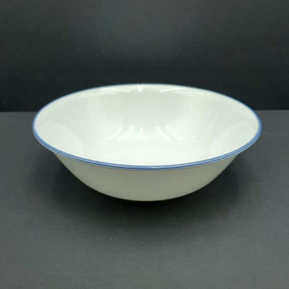 Corelle Slate Indigo Allegro Serving Bowl Blue Band White Medium Vegetable Bowl - Picture 2 of 6